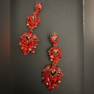 Elegant Red Crystal Drop Earrings